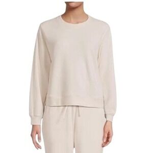 Barefoot Dreams Malibu Size Medium Brushed Fleece Pullover Sand Dune Sweater NWT